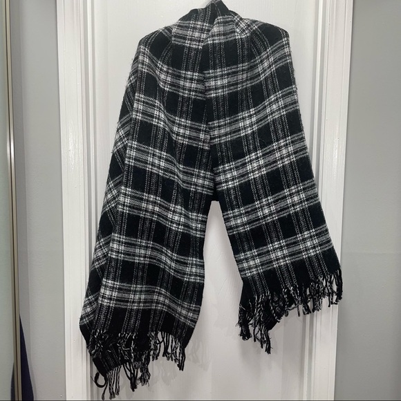 Preston & York Blanket Scarf Plaid Fringe Tassel Hem Striped Reversible Shaw - Picture 1 of 6